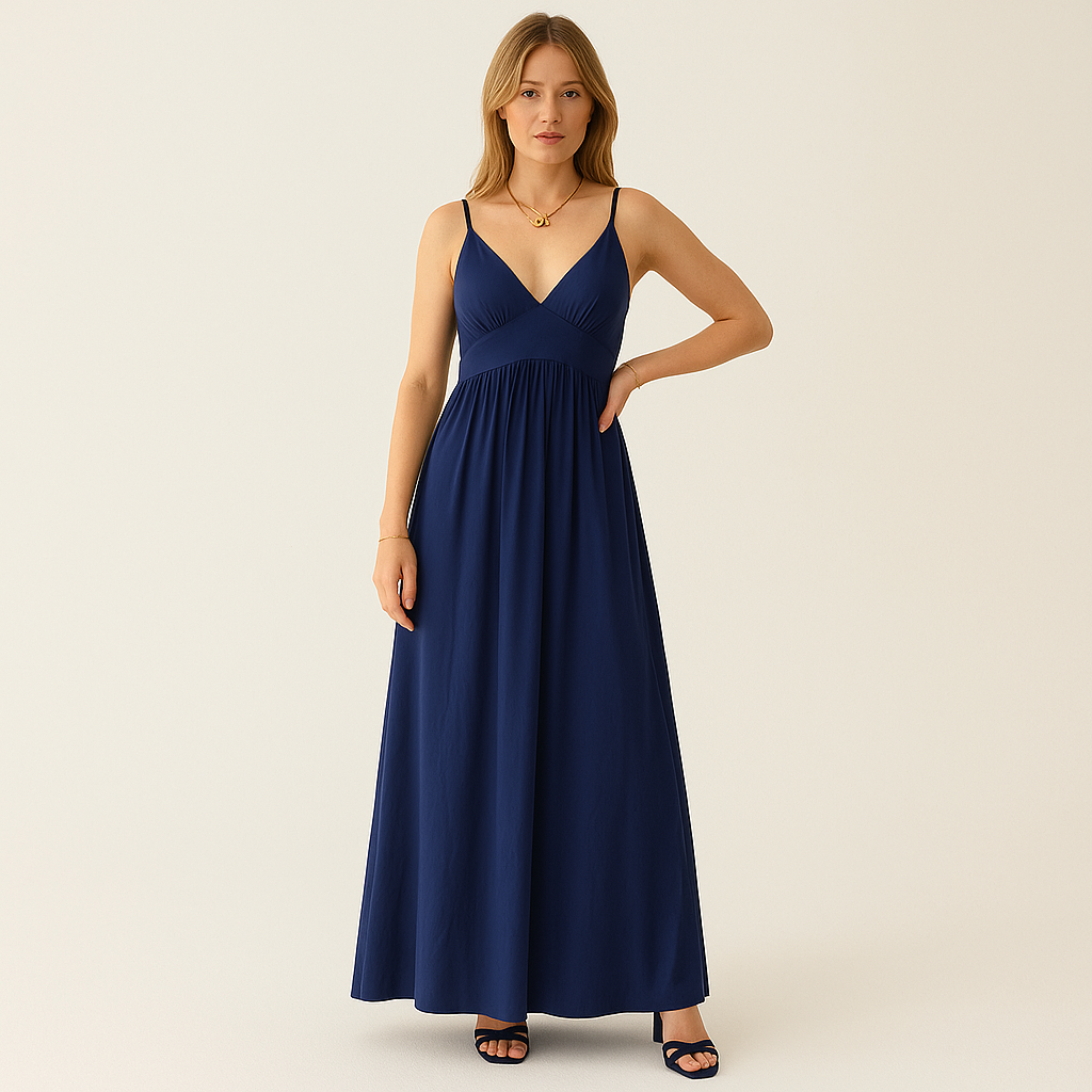 Robe Élégante Bleue Nuit– Coupée en Italie