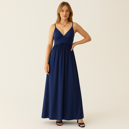 Robe Élégante Bleue Nuit– Coupée en Italie