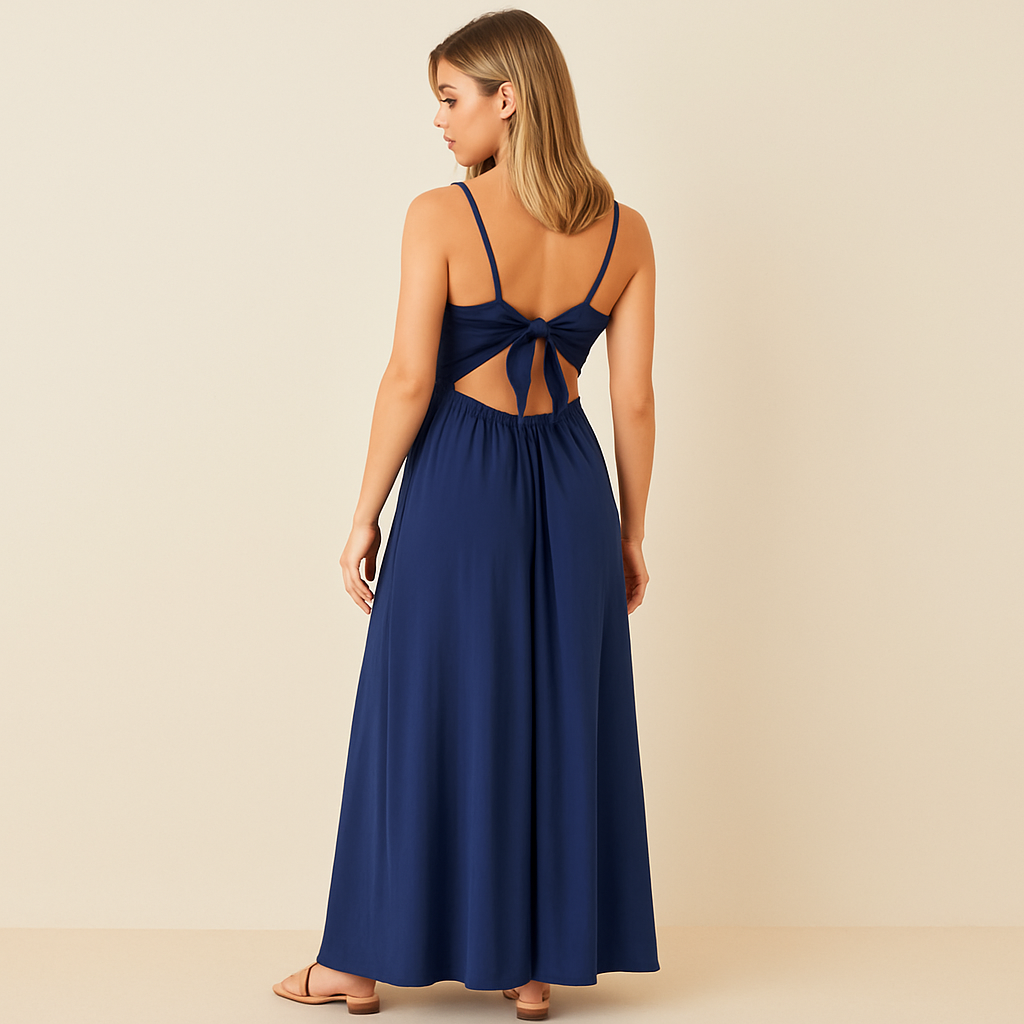 Robe Élégante Bleue Nuit– Coupée en Italie